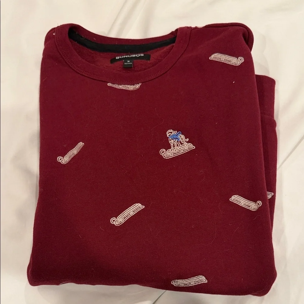 Bonobos Men's Maroon Sweater with Playful Motif - Picture 5 of 5